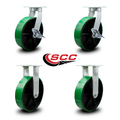 Service Caster 12 Inch Heavy Duty Green Poly on Cast Iron Wheel Caster Brakes 2 Rigid SCC, 2PK SCC-KP92S1230-PUR-GB-SLB-2-R-2